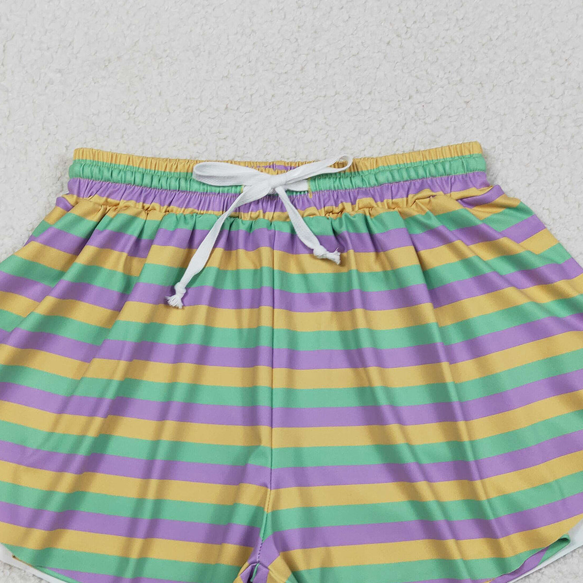 Adult Women's Mardi Gras Stripes Active Yoga Ruffle Shorts Bottom Casual Fitness Clothing