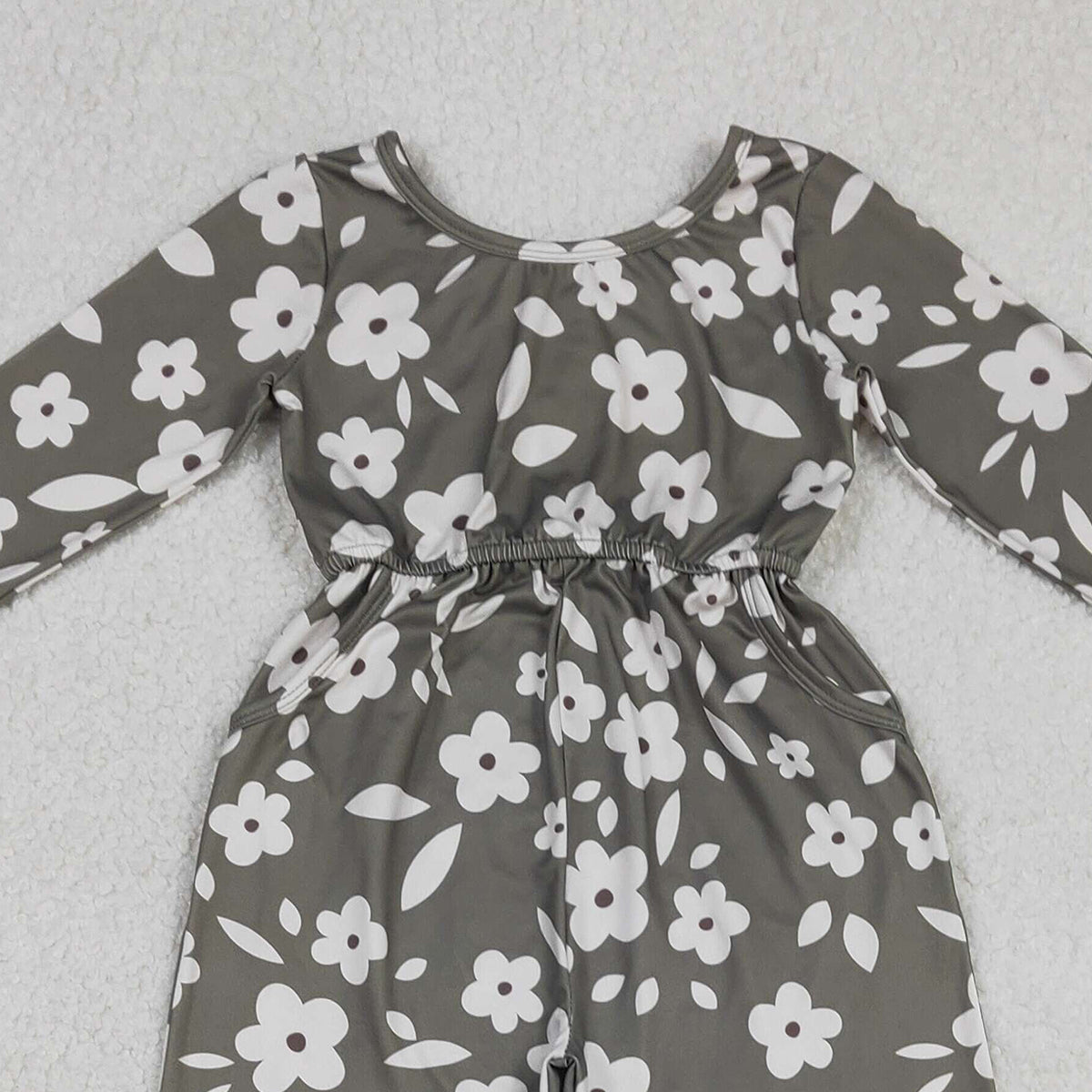 Baby Girls Plaid Jumpsuits with Pockets Small Flowers Print Pants for Little Ones