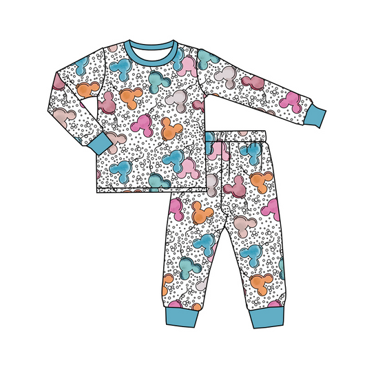 preorder BLP0458 Colorful Balloon Blue and White Long Sleeve Long Pants Pajama Set