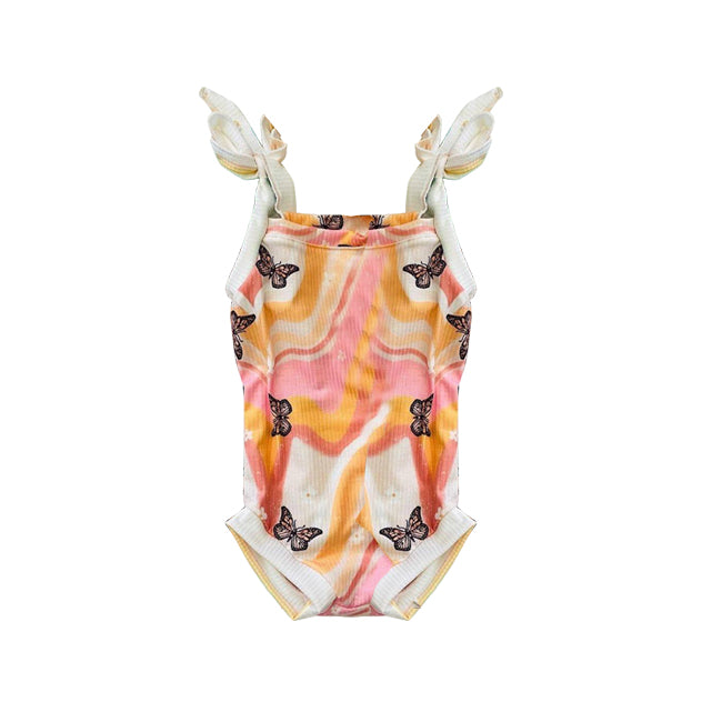 preorder SR1429 Butterfly Orange Pattern Tank Top Bodysuit