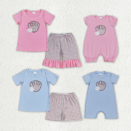 Match Baby Kids Baseball Summer Embroidery Rompers Clothes Sets D 3.26
