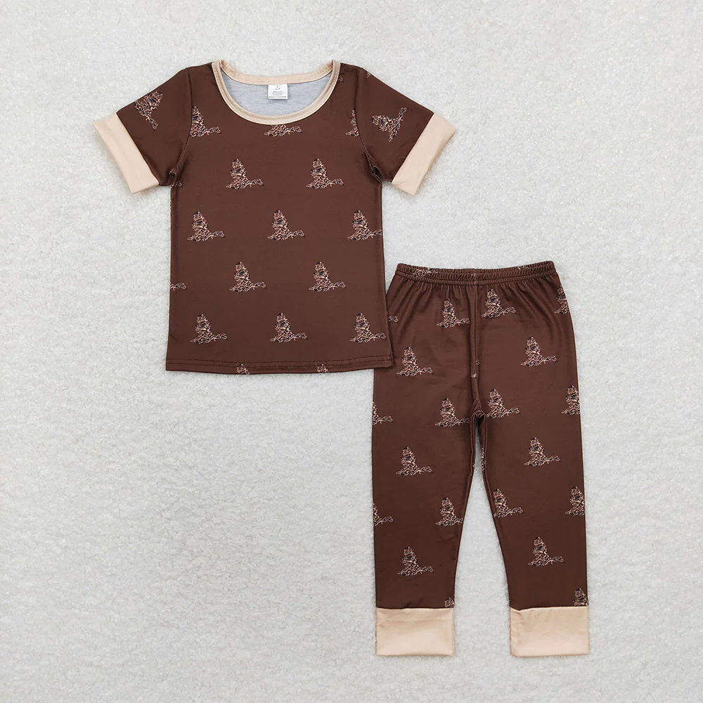 Match Bamboo Baby Boys Brown Camo Duck Sibling Rompers Pajamas Clothes Sets