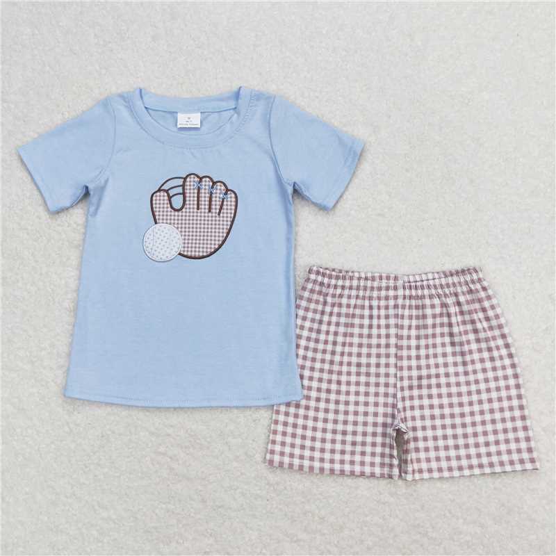 Match Baby Kids Baseball Summer Embroidery Rompers Clothes Sets  D 3.26