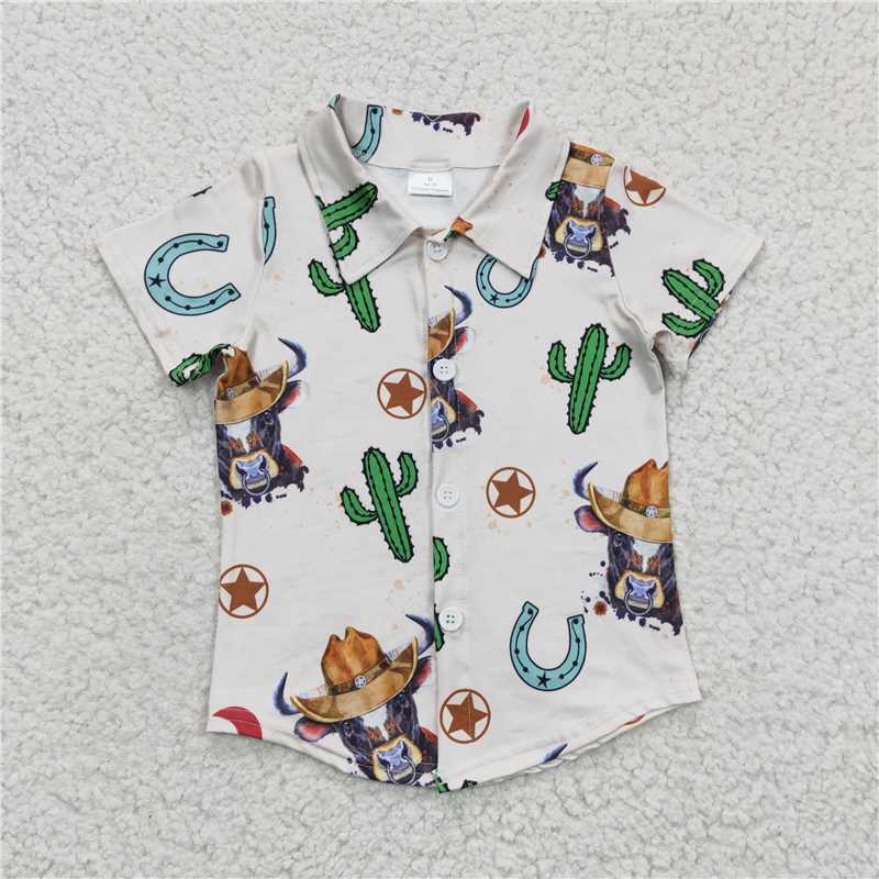 Match Baby Boys Western Sibling Short Sleeve Buttons Tee Shirts Tops