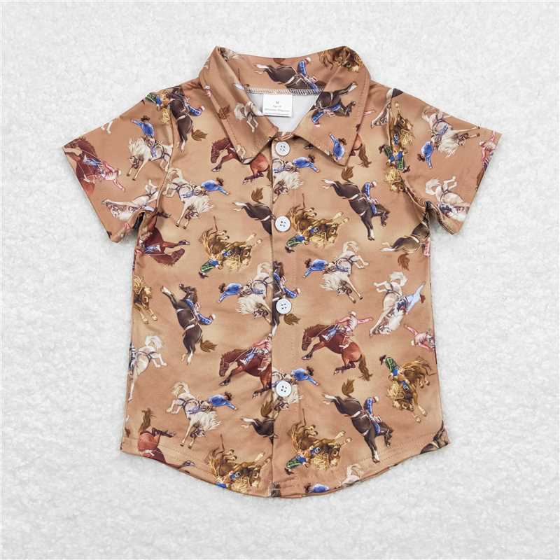 Match Baby Boys Western Sibling Short Sleeve Buttons Tee Shirts Tops