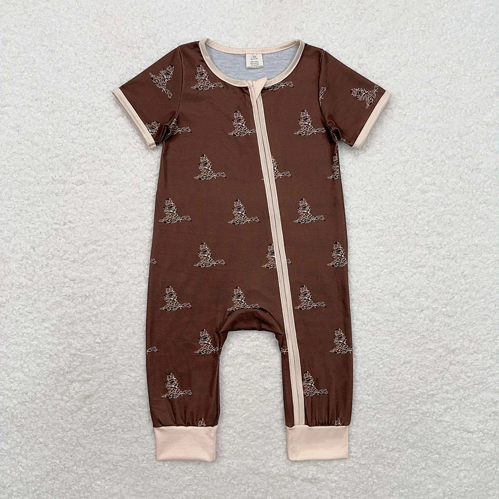 Match Bamboo Baby Boys Brown Camo Duck Sibling Rompers Pajamas Clothes Sets