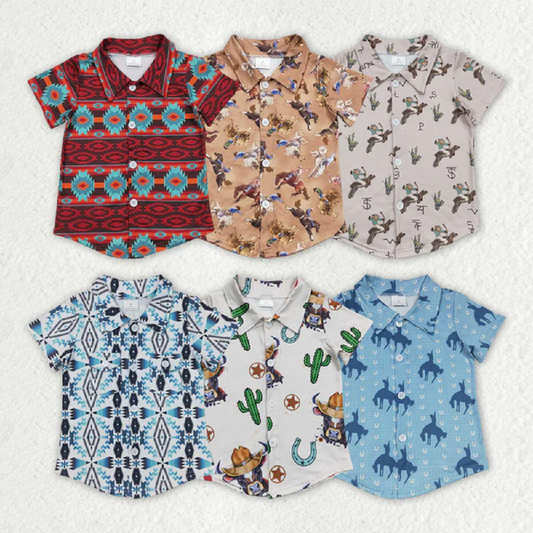 Match Baby Boys Western Sibling Short Sleeve Buttons Tee Shirts Tops