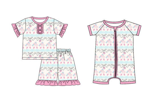 Custom baby girls bow set  rompers  D 3.25