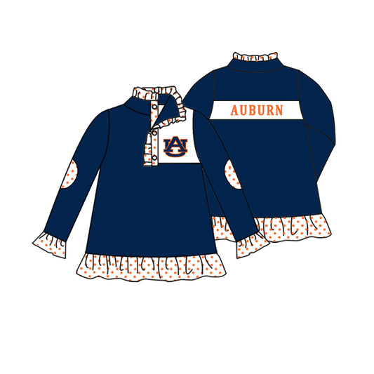 MOQ 5 Custom Baby Girls AUBURN Checked Zipper Team Pullover Jackets Tops   D 826