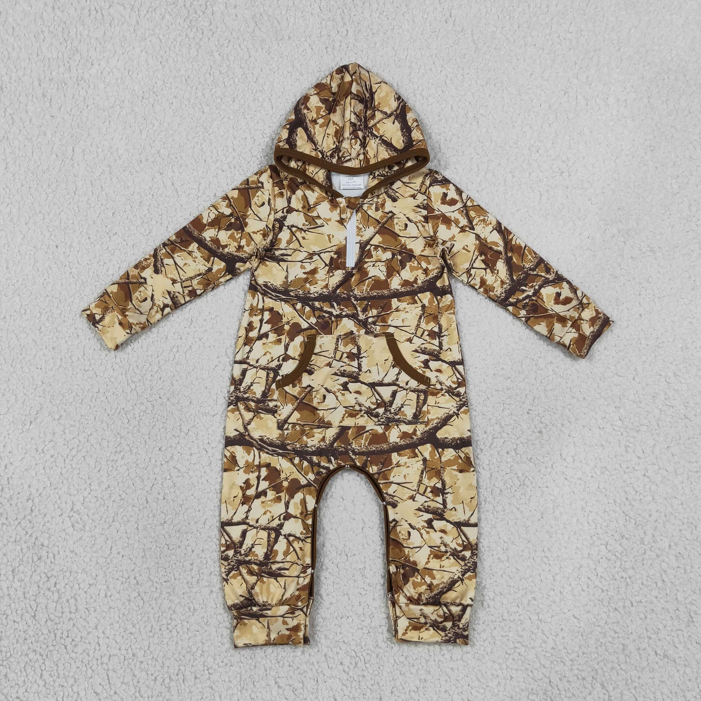 LR3033 camo leaf snap hoodie romper baby clothes