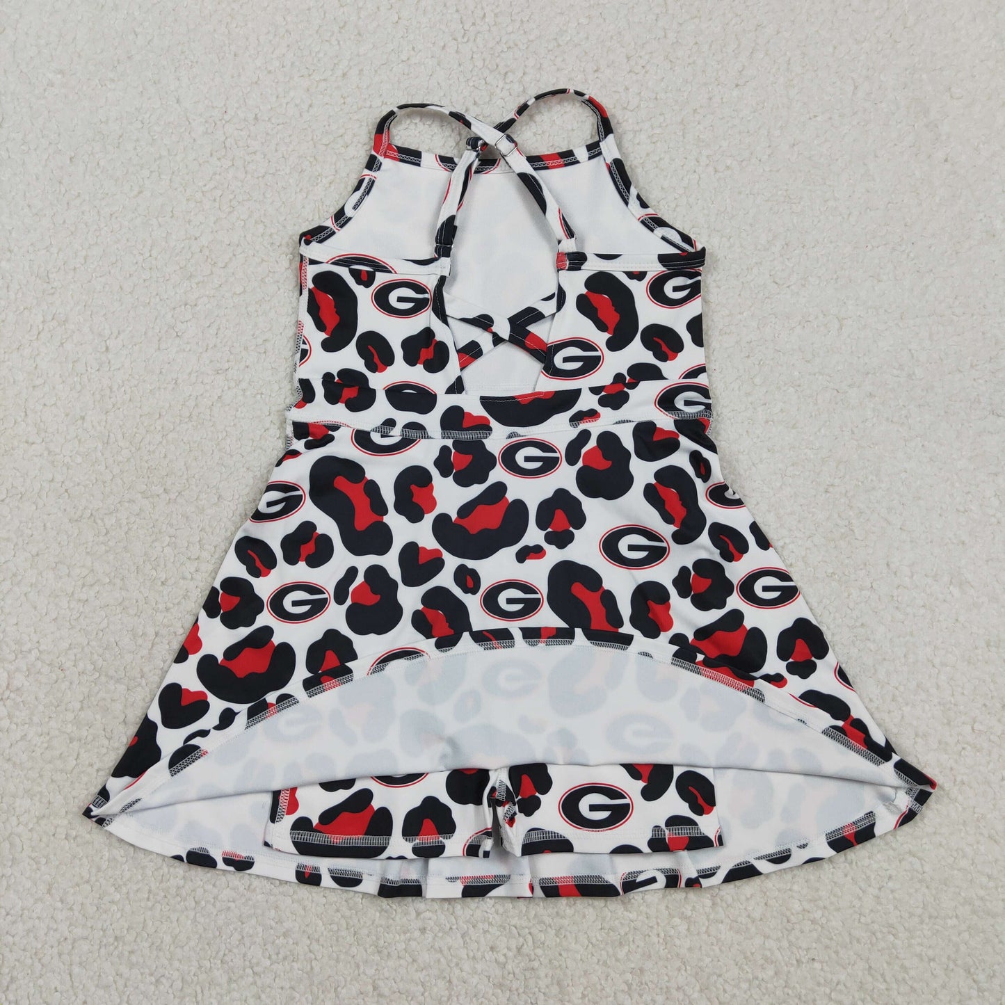 GSD3632 black red leopartd G team athletic skort dress