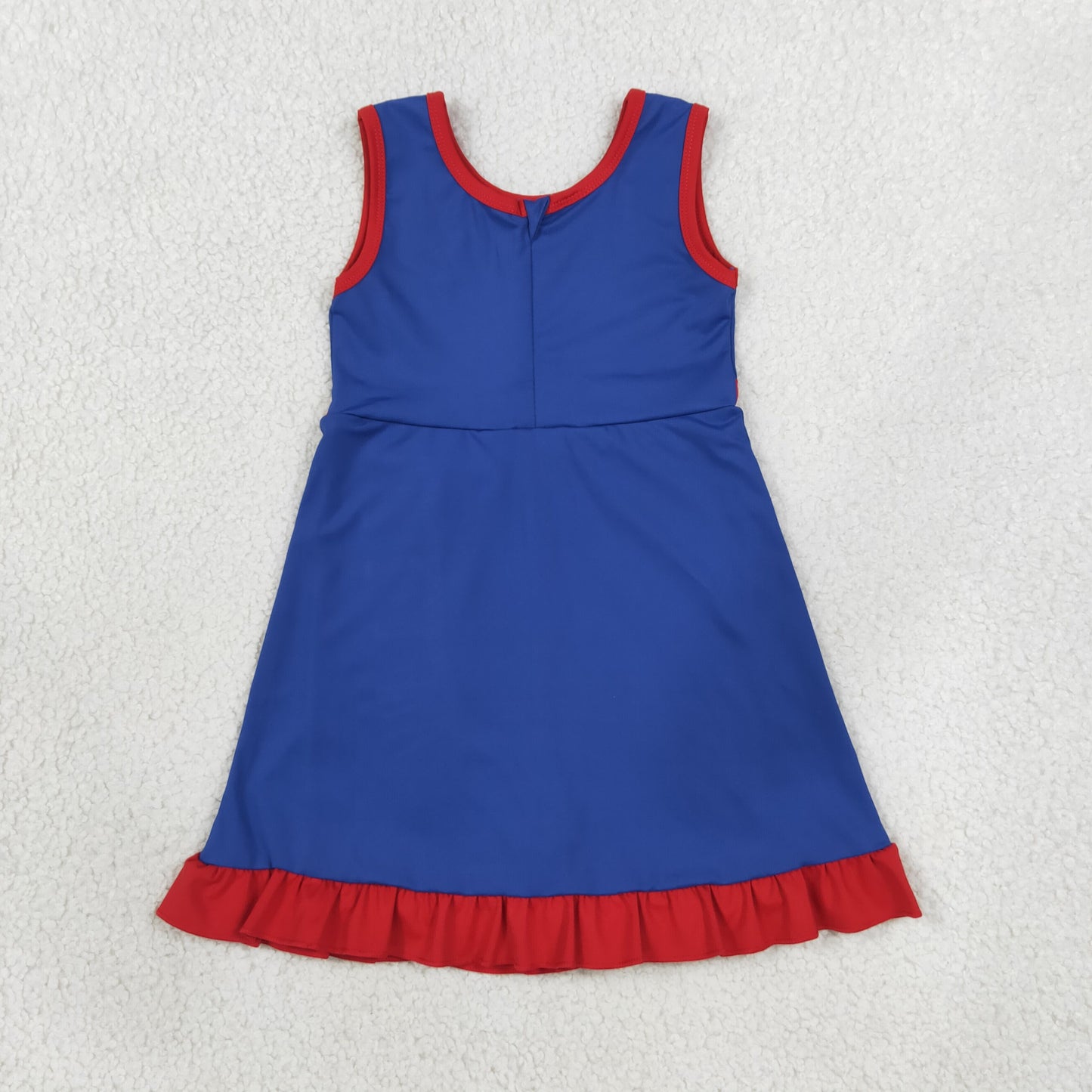 solid blue red ruffle athletic dress