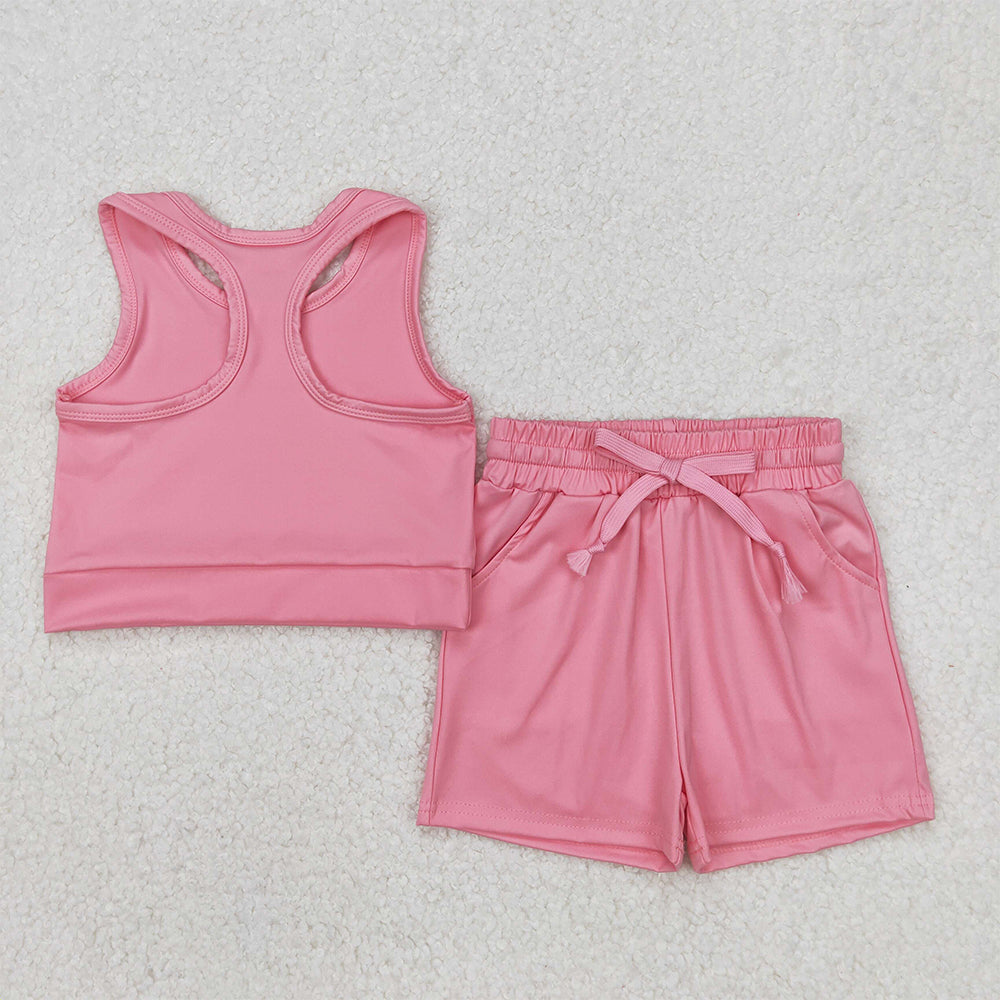 GSSO2130  Baby Girls Rust Vest Top Sports Shorts Clothes Sets  D 3.27