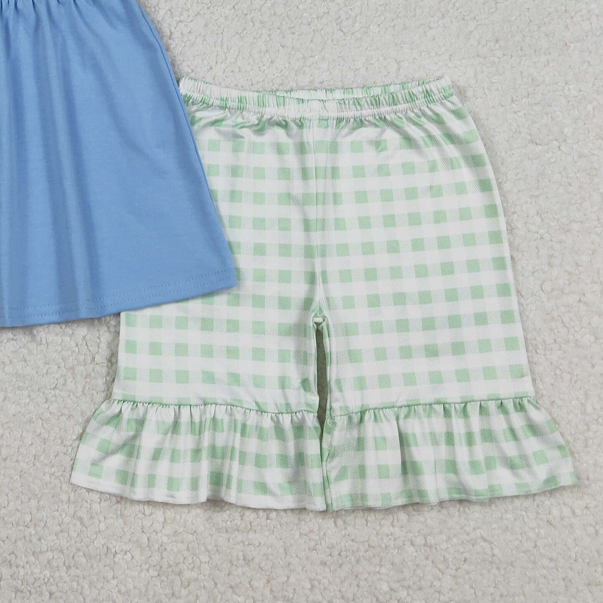 Baby Girl Embroidery Blue Duck Shorts Set