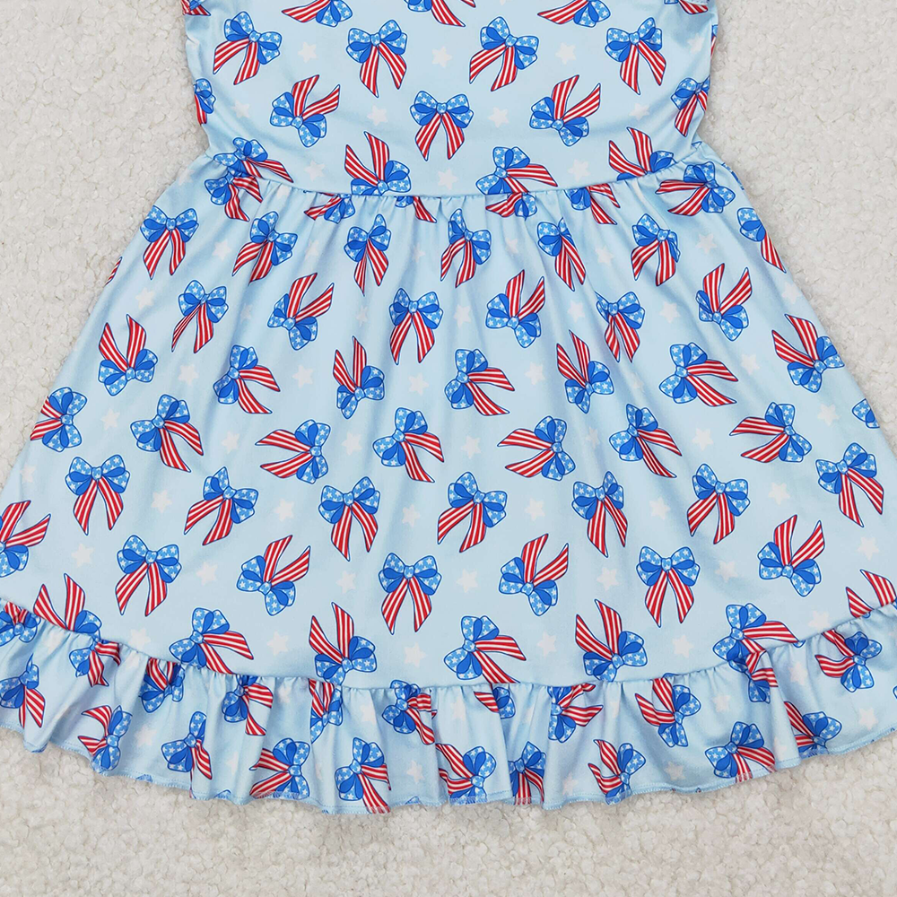 GSD1965 Baby Girls 4th Of July Bows Sleeveless Knee Length Dresses   D 3.15