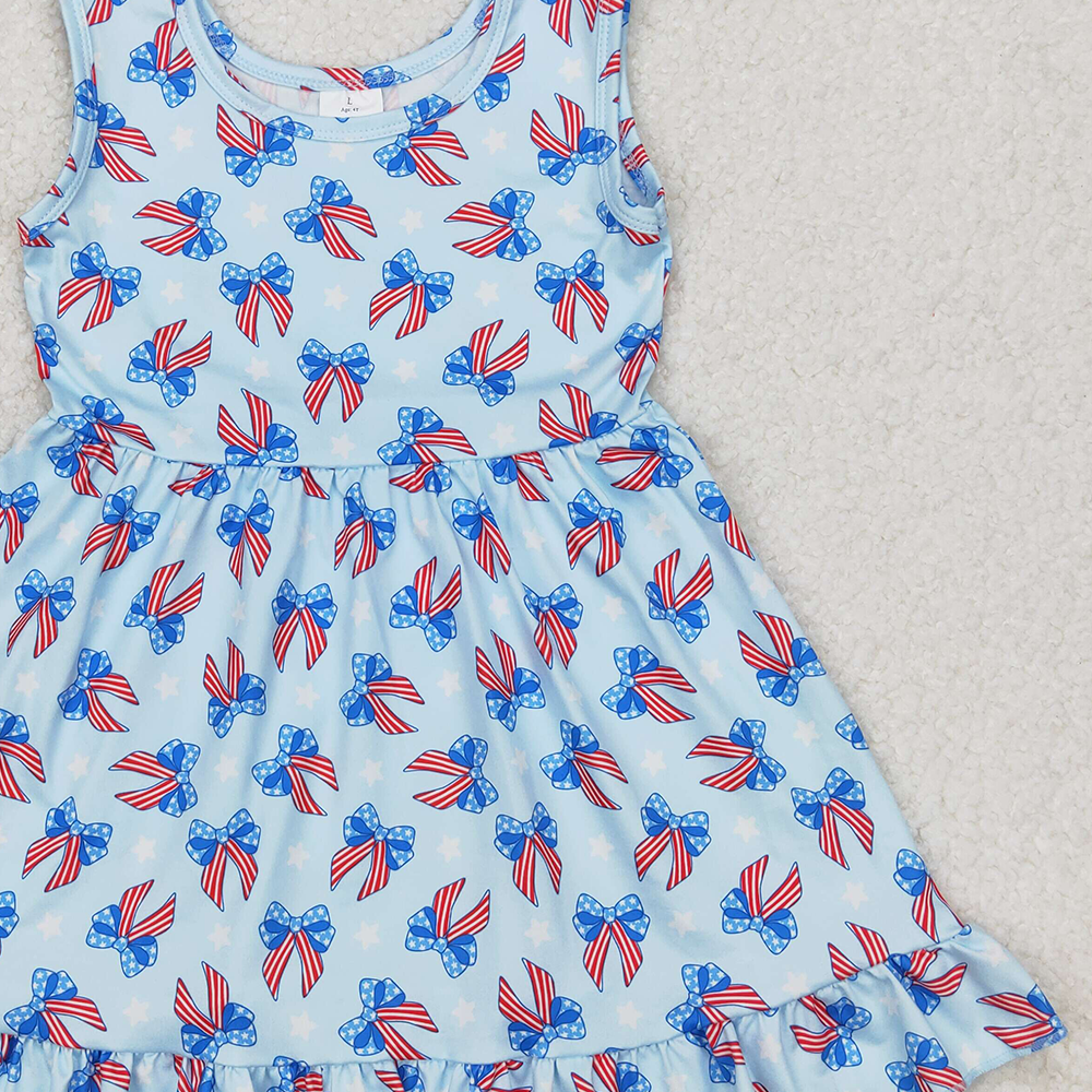 GSD1965 Baby Girls 4th Of July Bows Sleeveless Knee Length Dresses   D 3.15
