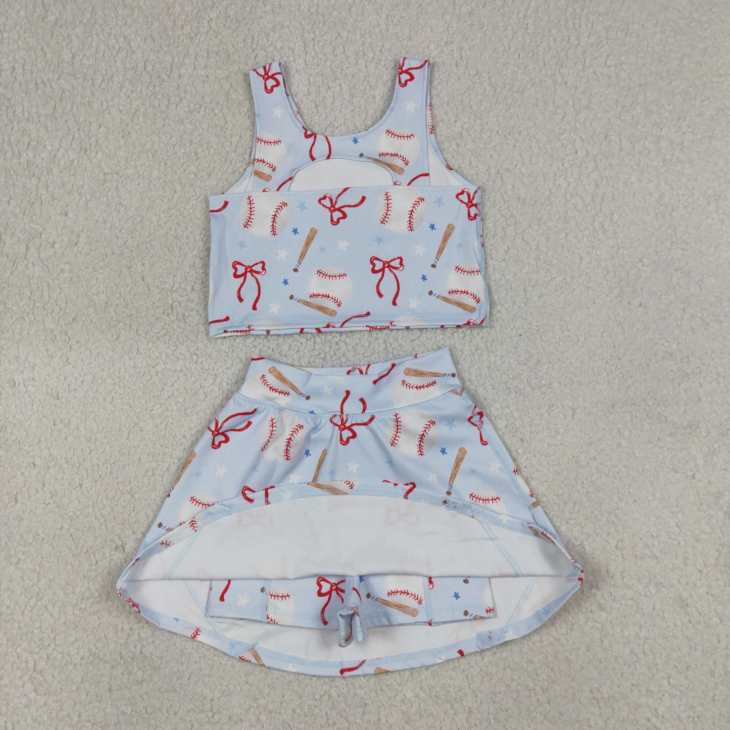 bow baseball athletic skort outfit girls clothes