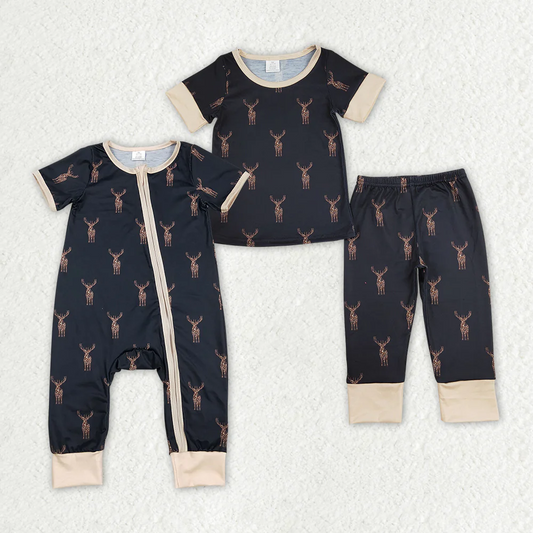 Match Bamboo Baby Boys Camo Deers Sibling Rompers Pajamas Clothes Sets