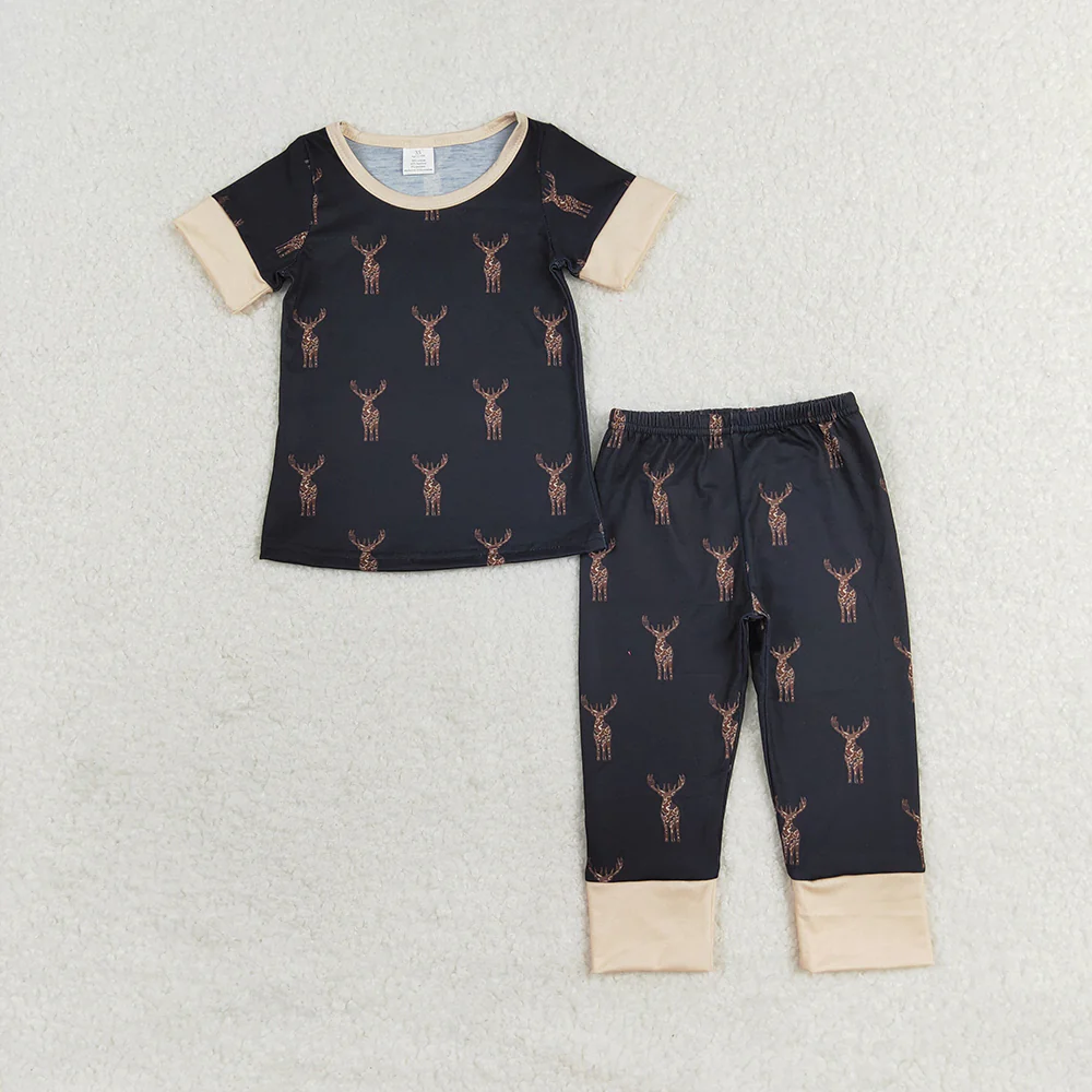 Match Bamboo Baby Boys Camo Deers Sibling Rompers Pajamas Clothes Sets