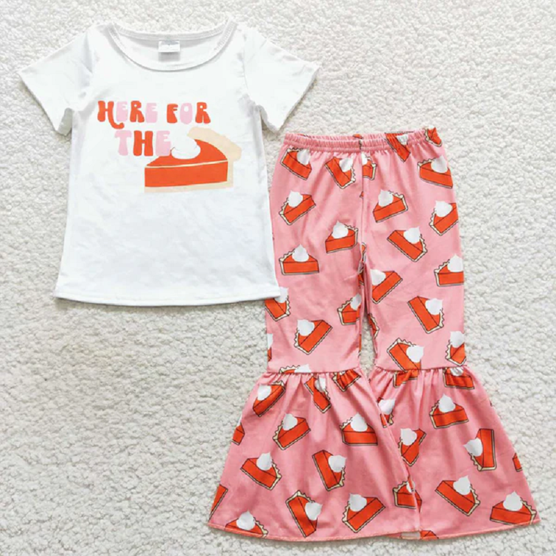 Match Baby Girls Pies Thanksgiving Shirt Bell Pants Outfits Sets D 6.16