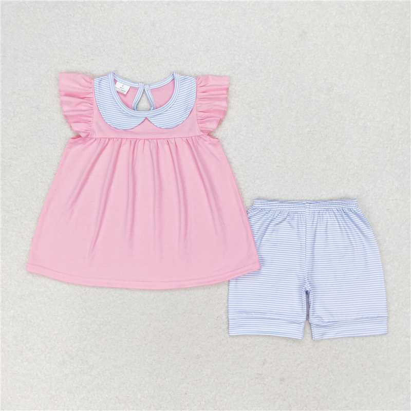 Match Baby Girls Sibling Sister Flutter Sleeve Ruffle Tunic Shorts Clothes Sets