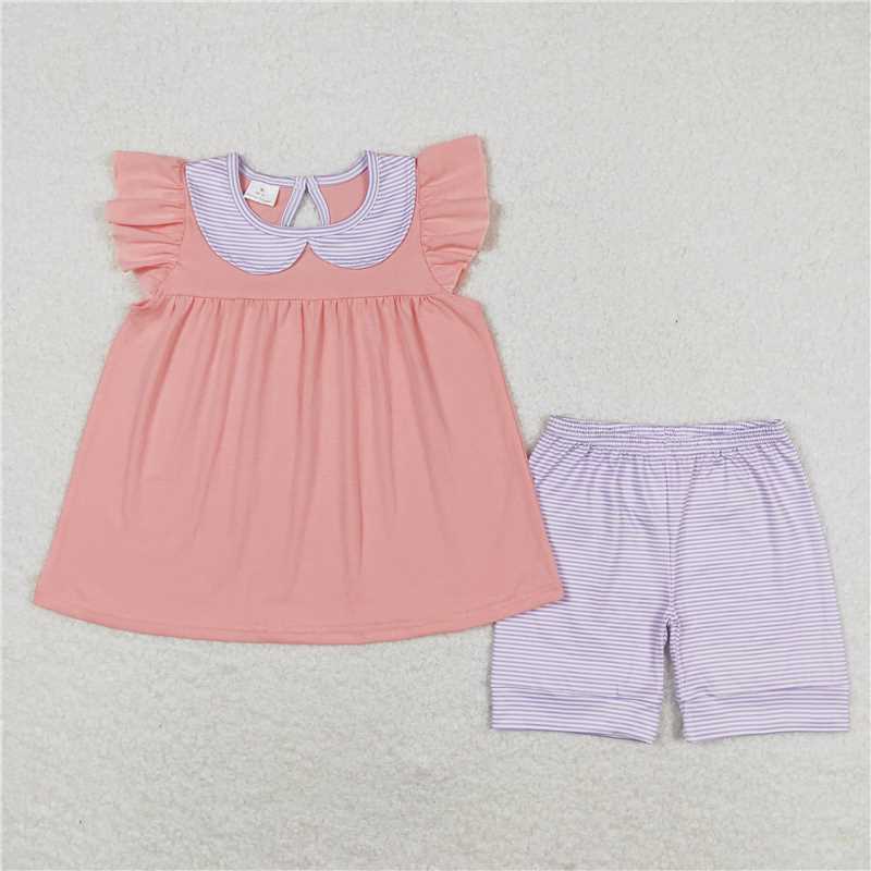 Match Baby Girls Sibling Sister Flutter Sleeve Ruffle Tunic Shorts Clothes Sets