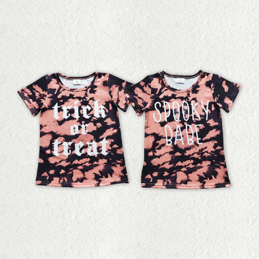 Match Baby Kids Trick Spooky Baby Brown Sibling Tee Shirts Tops