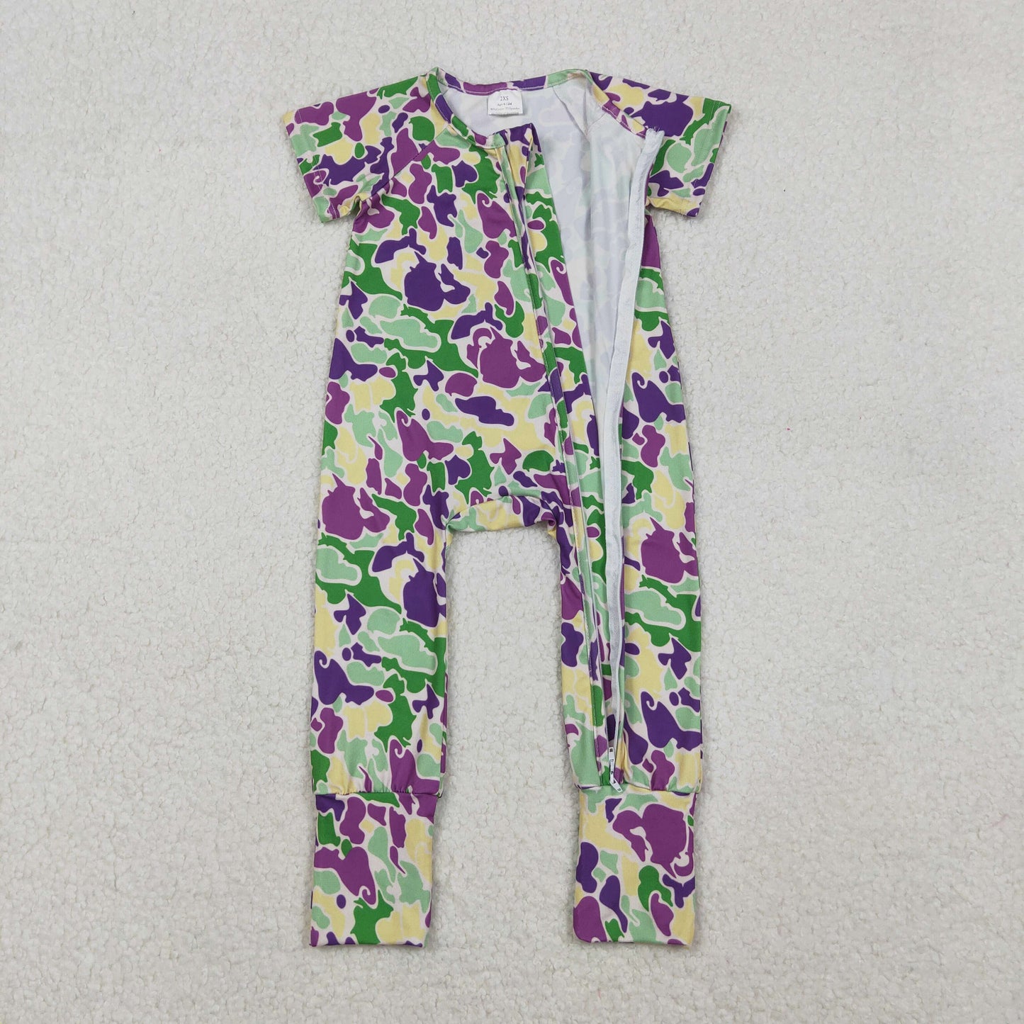 purple green gold mardi gras camo baby sleeper