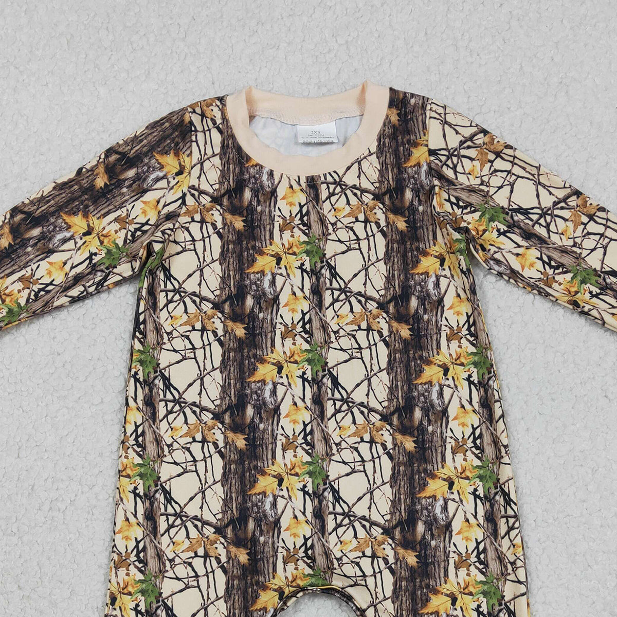 Baby Boys Long Sleeve Southern Leaves Camouflage Footie Rompers for Infants