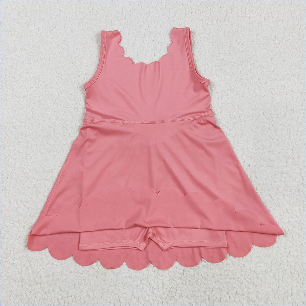 GSD2371  Baby Girls Pink Sleeveless Yoga Active Knee Length Dresses  D 5.6