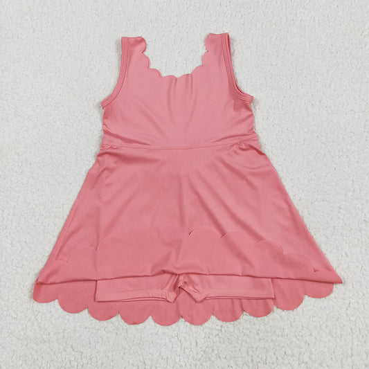 GSD2371 Baby Girls Pink Sleeveless Yoga Active Knee Length Dresses D 5.6