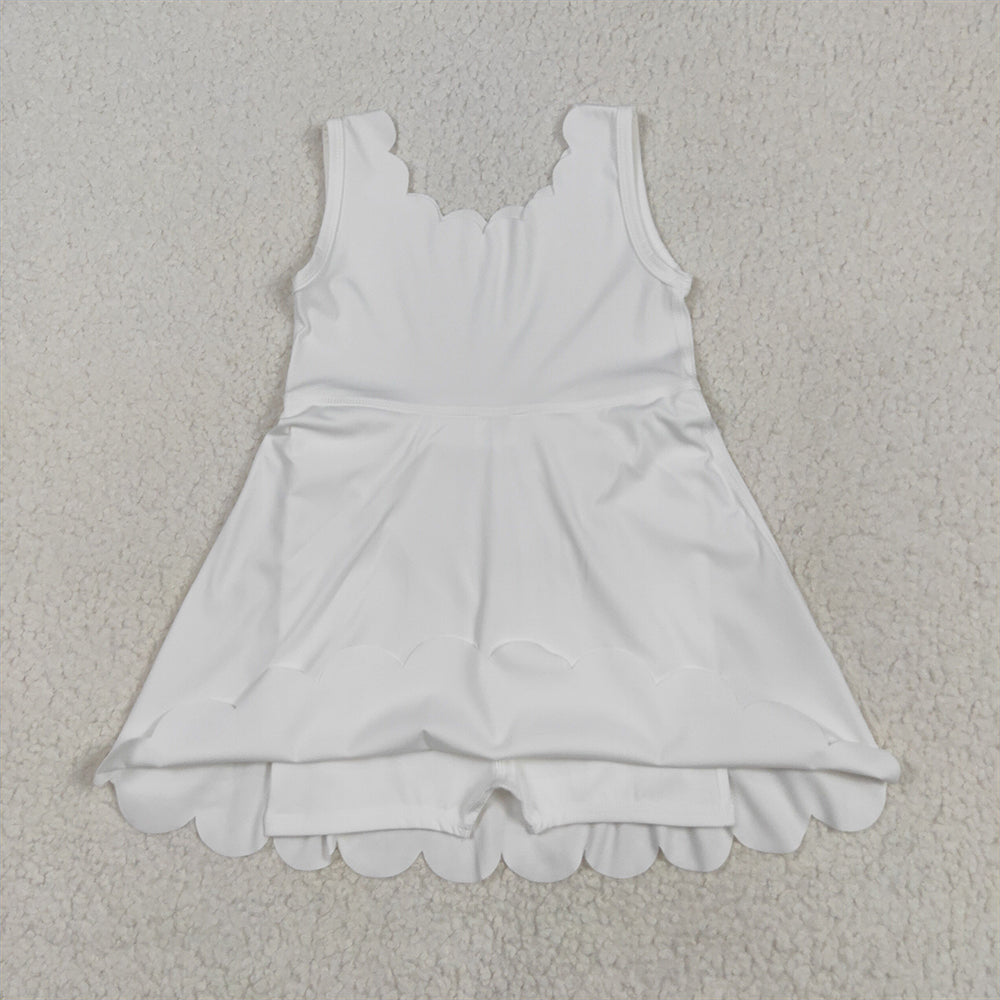 GSD2370 Baby Girls White Sleeveless Yoga Active Knee Length Dresses   D 5.22