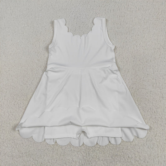 GSD2370 Baby Girls White Sleeveless Yoga Active Knee Length Dresses   D 5.22