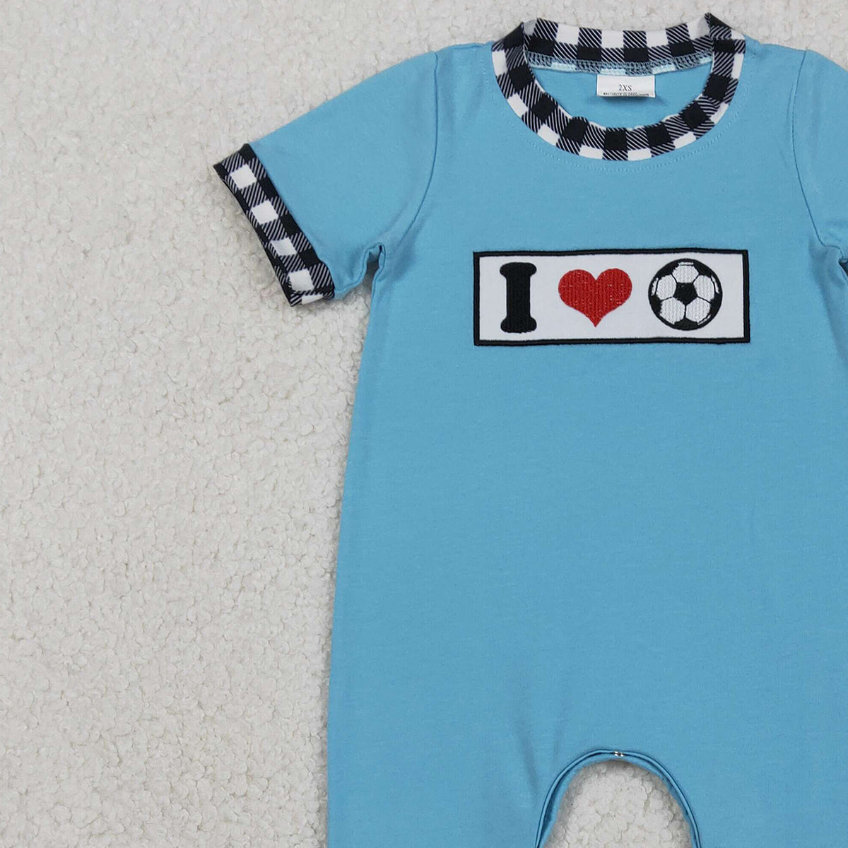 Embroidery 'I Love Footballs' Baby Boys Team Footie Rompers Cute Embroidered Bodysuits for Newborns And Toddlers