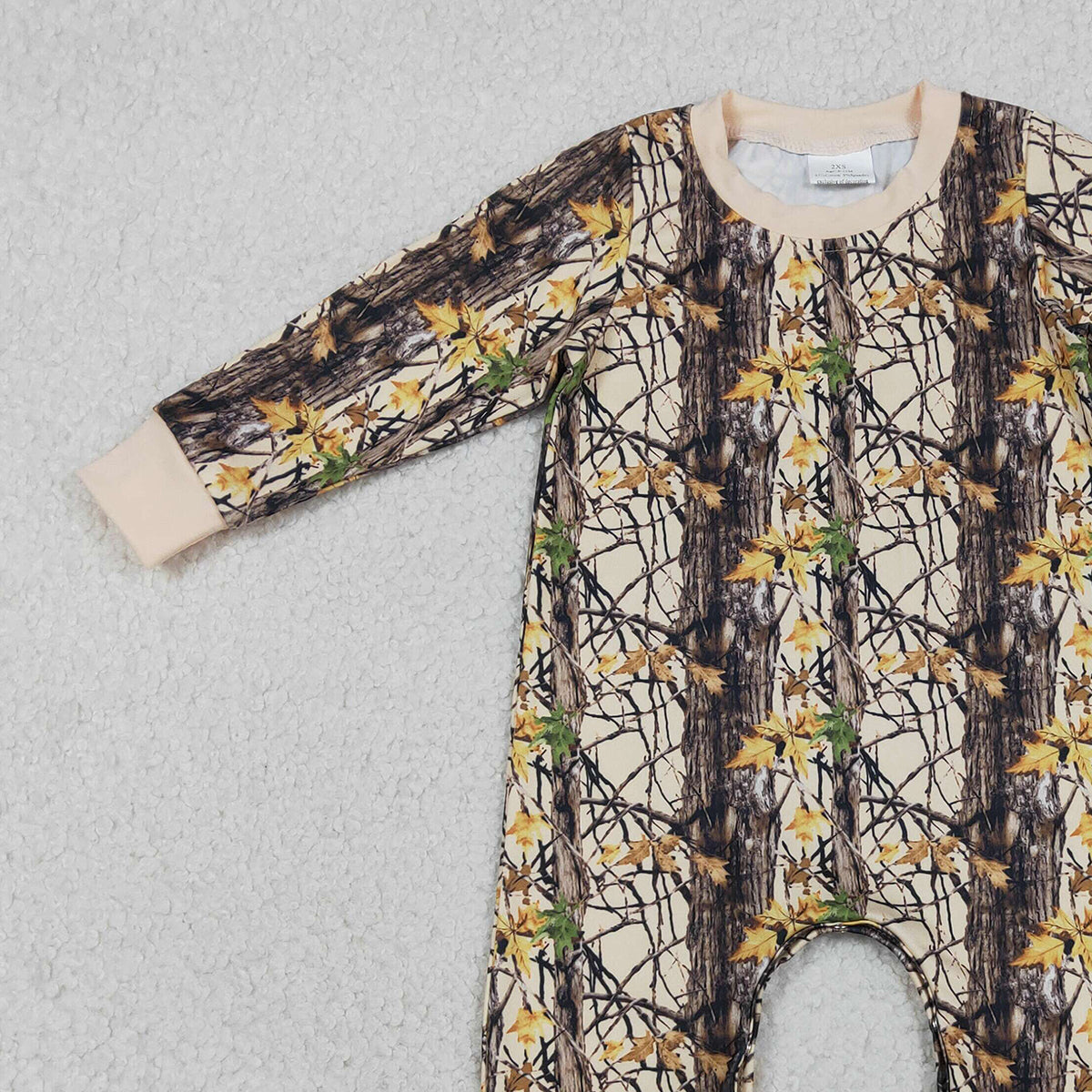 Baby Boys Long Sleeve Southern Leaves Camouflage Footie Rompers for Infants