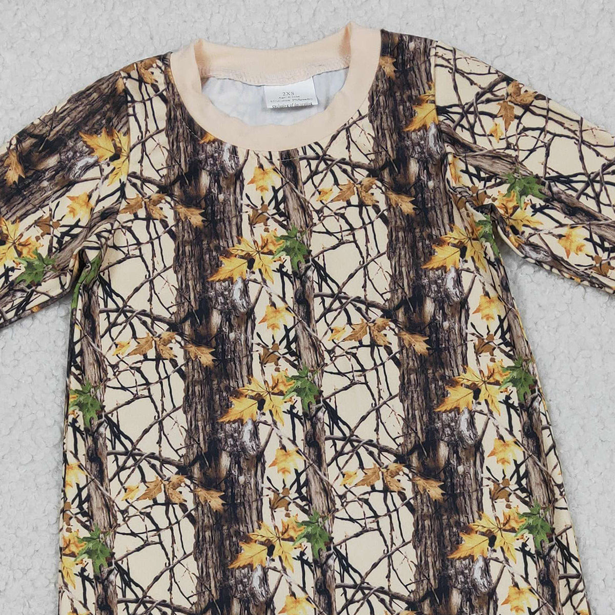 Baby Boys Long Sleeve Southern Leaves Camouflage Footie Rompers for Infants