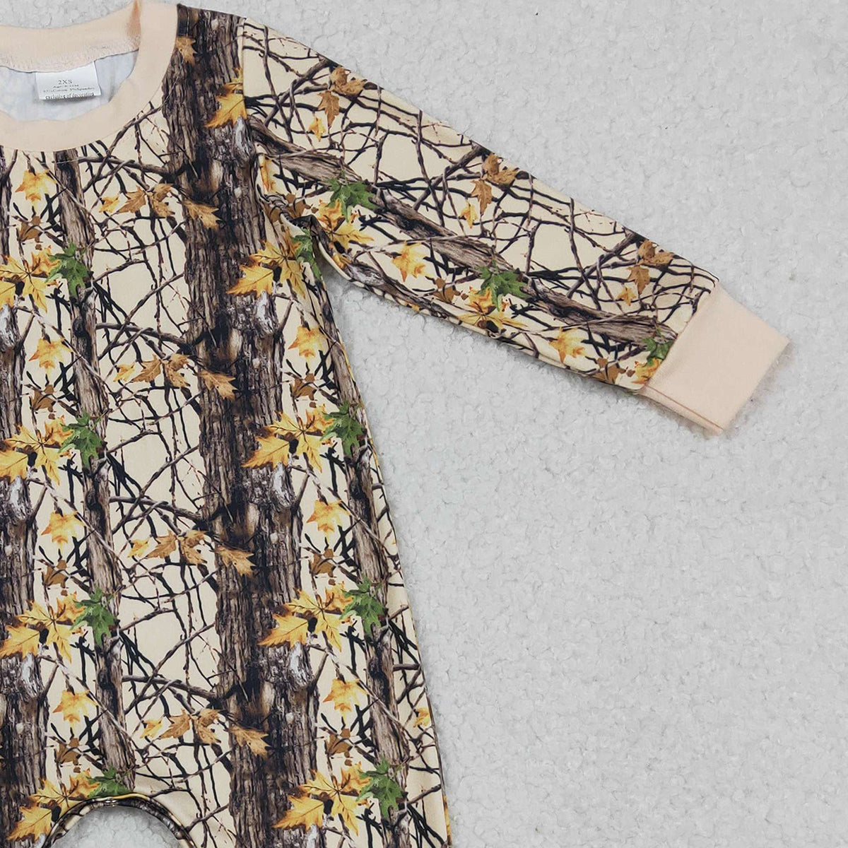 Baby Boys Long Sleeve Southern Leaves Camouflage Footie Rompers for Infants