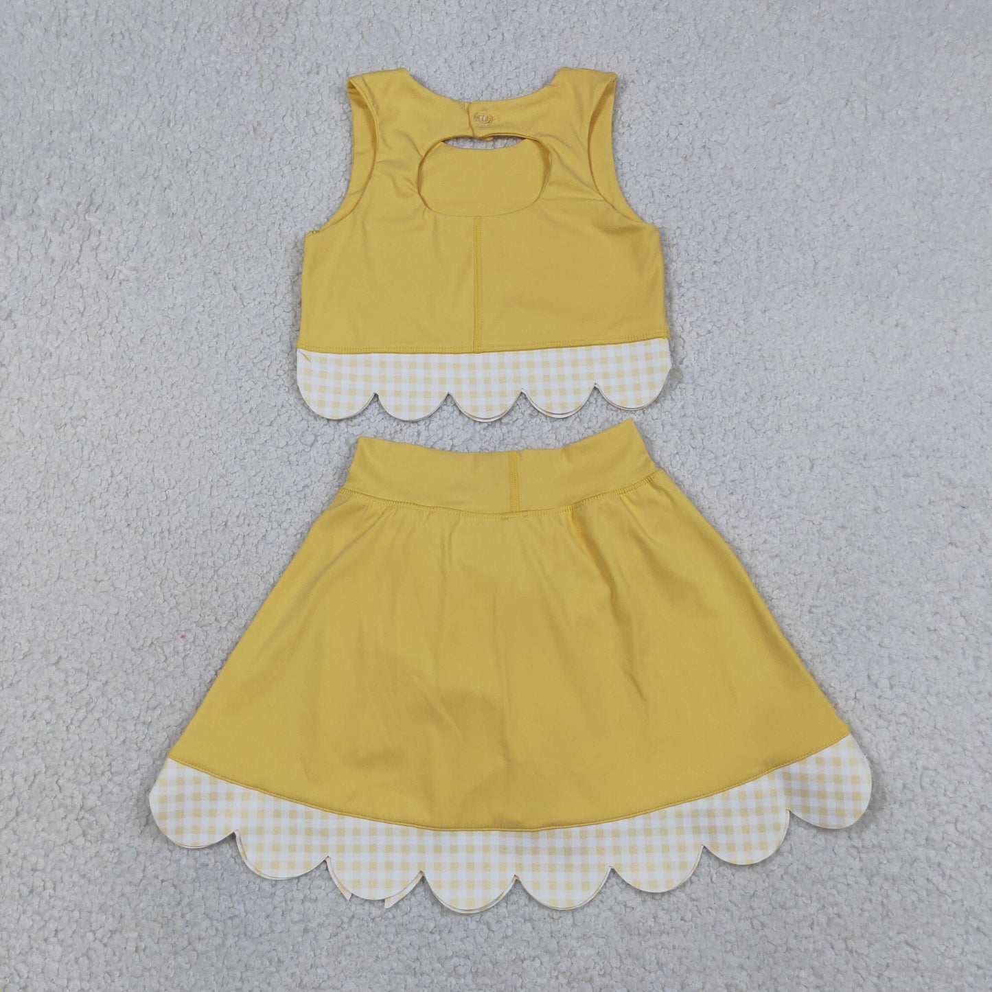 yellow bows scallop athletic skort outfit girls clothes