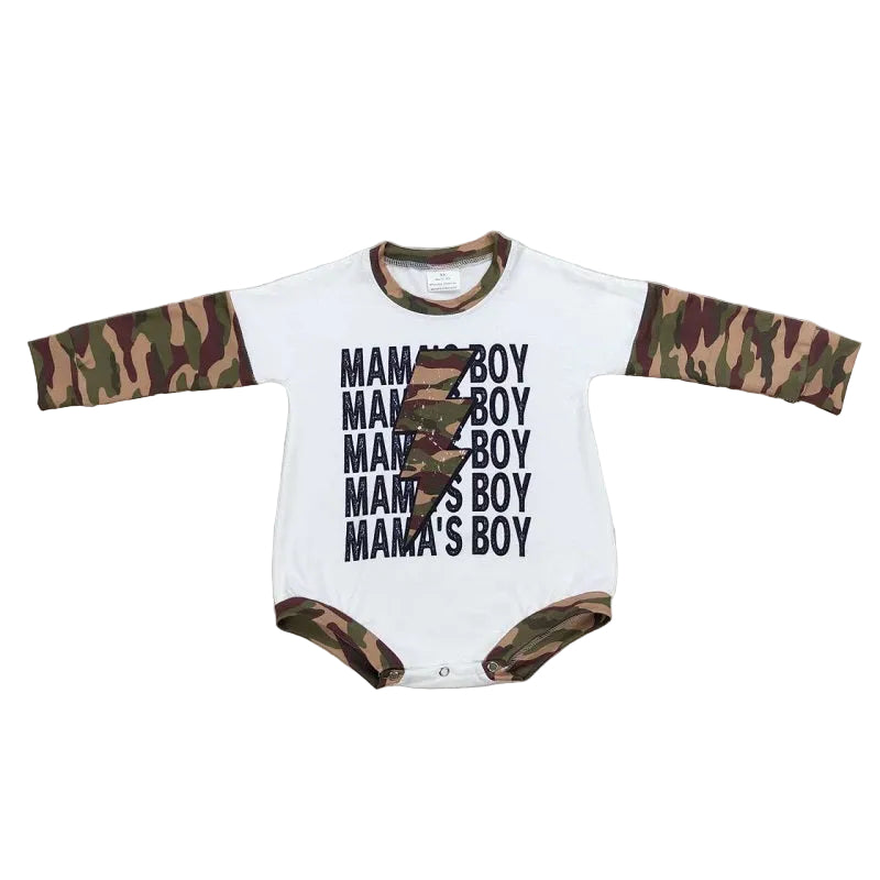 LR0676 Letter Lightning Camouflage White Long Sleeve Jumpsuit