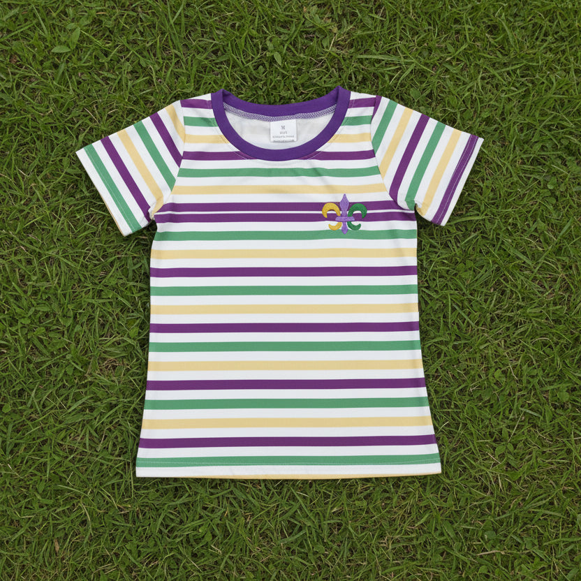 embroidery mardi gras stripes baby boy t-shirt