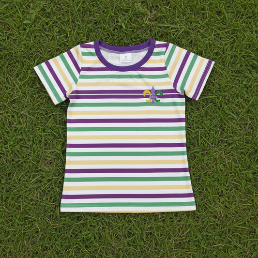 embroidery mardi gras stripes baby boy t-shirt