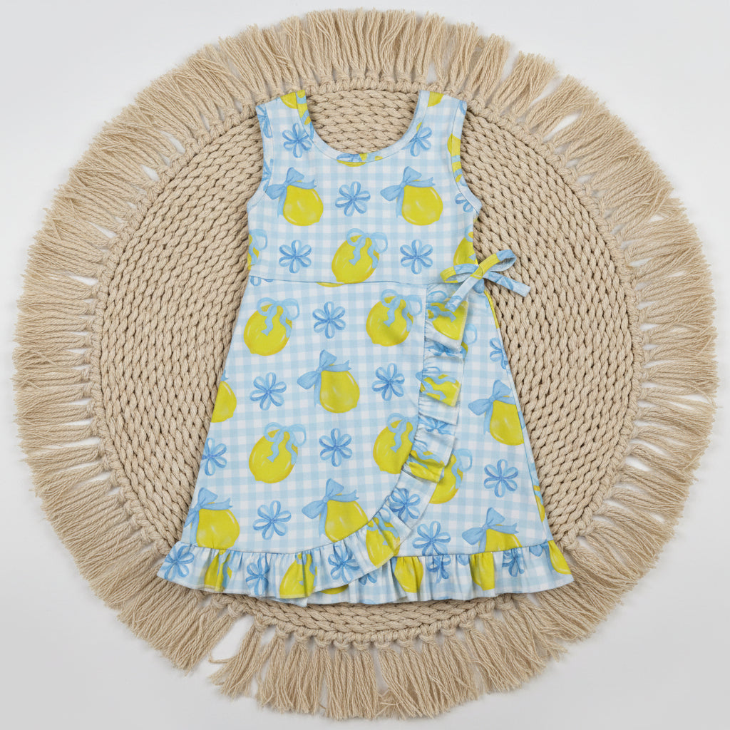 blue bow lemon ruffle athletic dress