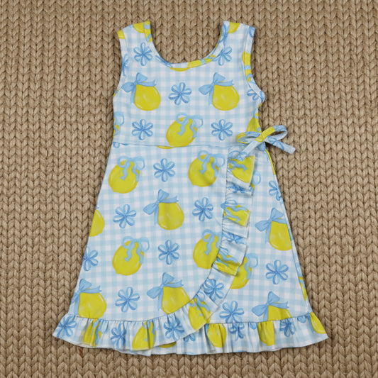 blue bow lemon ruffle athletic dress