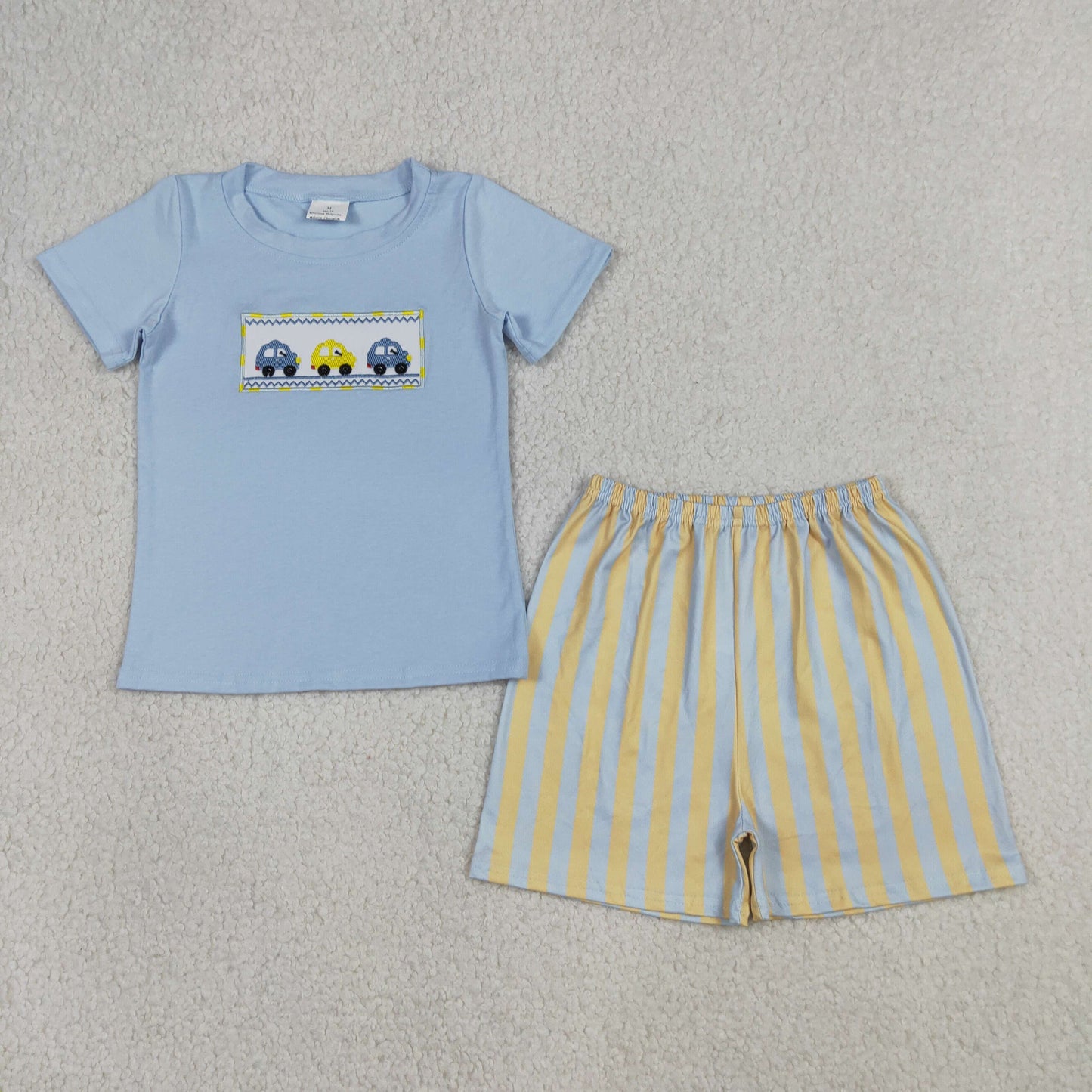 cars embroidery boy shorts set summer clothes