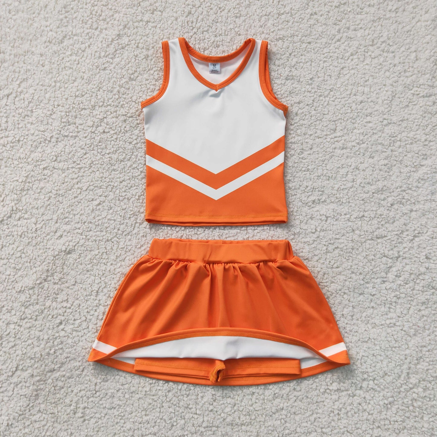 orange white cheerleader athletic skort outfit girls clothes