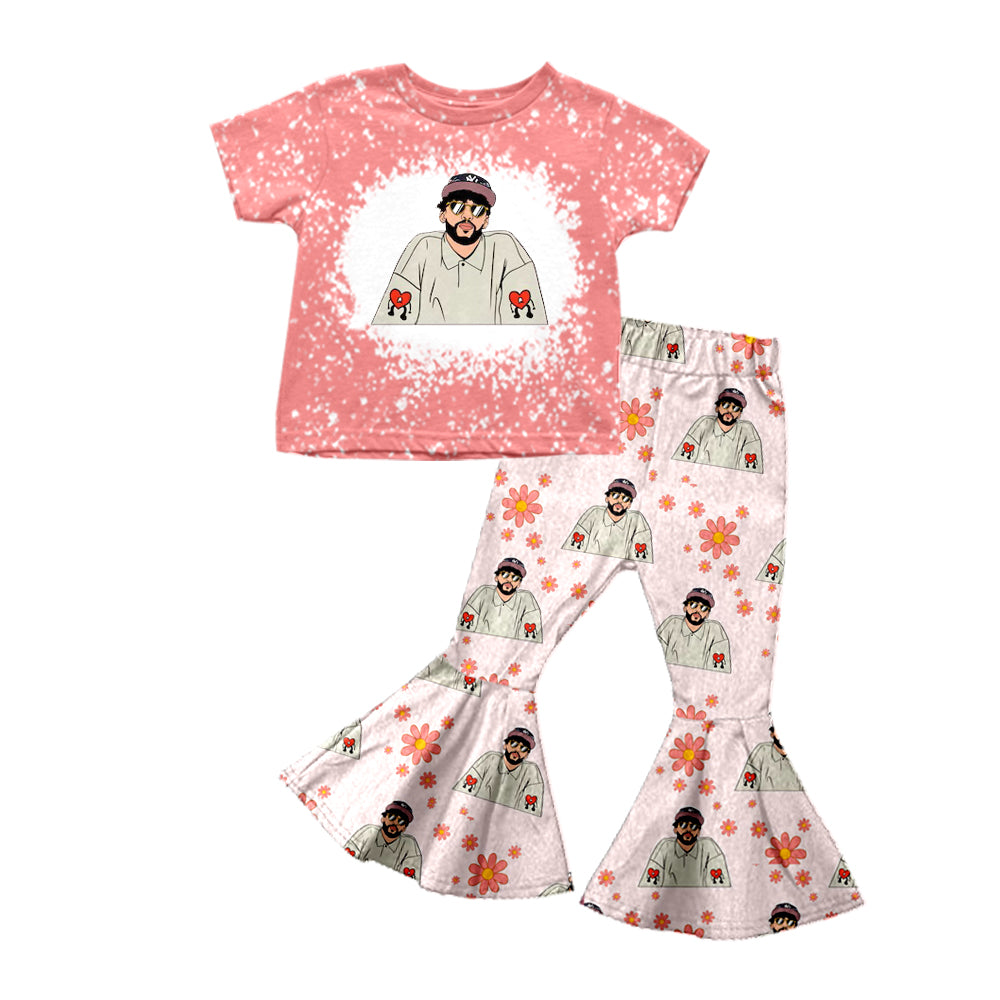 preorder GSPO1491 Singer floral pink short-sleeved trousers suit