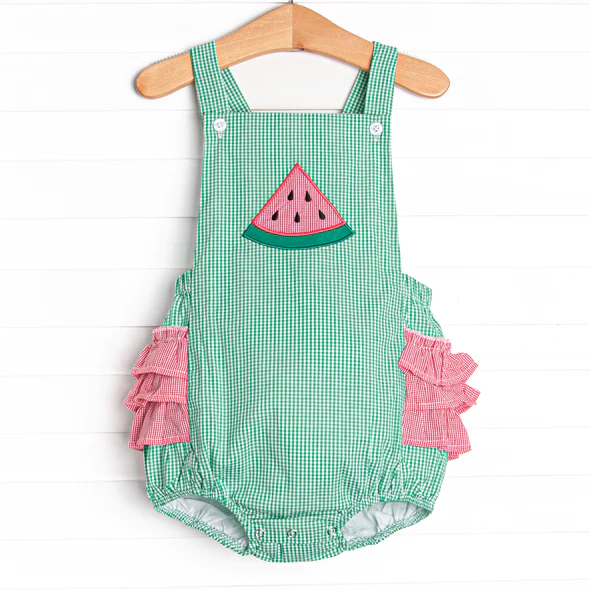 preorder SR1407 Watermelon red lace green plaid vest jumpsuit