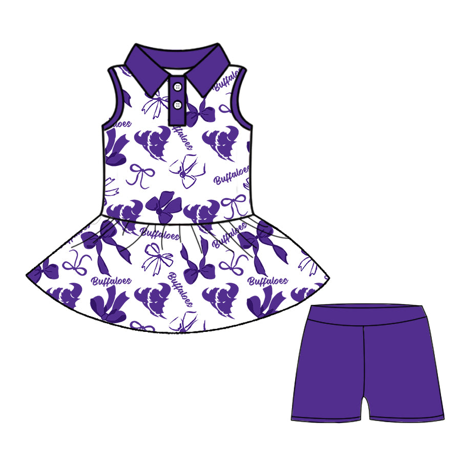 Custom  baby girls  Cross Plains Buffaloes Owls set     MOQ3  D 8.9