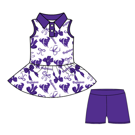 Custom baby girls Cross Plains Buffaloes Owls set MOQ3 D 8.9