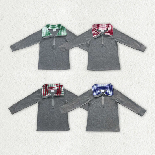 Match Baby Boys Plaid Long Sleeve Sibling Brother Pullover Tee Shirt Tops